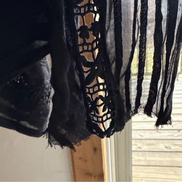 $128 Free People XS/small Distressed Black Willow Reverse High Low Kimono shrug - Picture 5 of 8